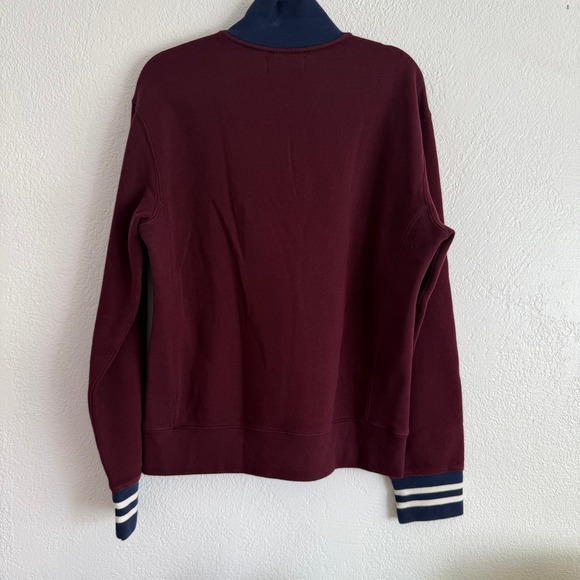 Vintage Ralph Lauren Polo Quarter Zip Mens Large Fleece Burgundy Navy Green Pony - Picture 7 of 9